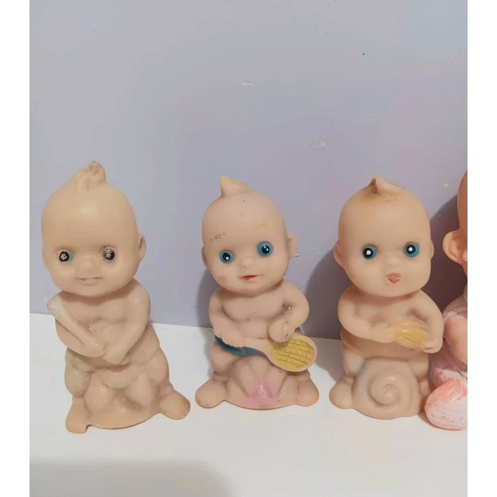 Dolls Rubber Vintage Squeeze  Girl Babies Lot of 5 Assorted Sizes