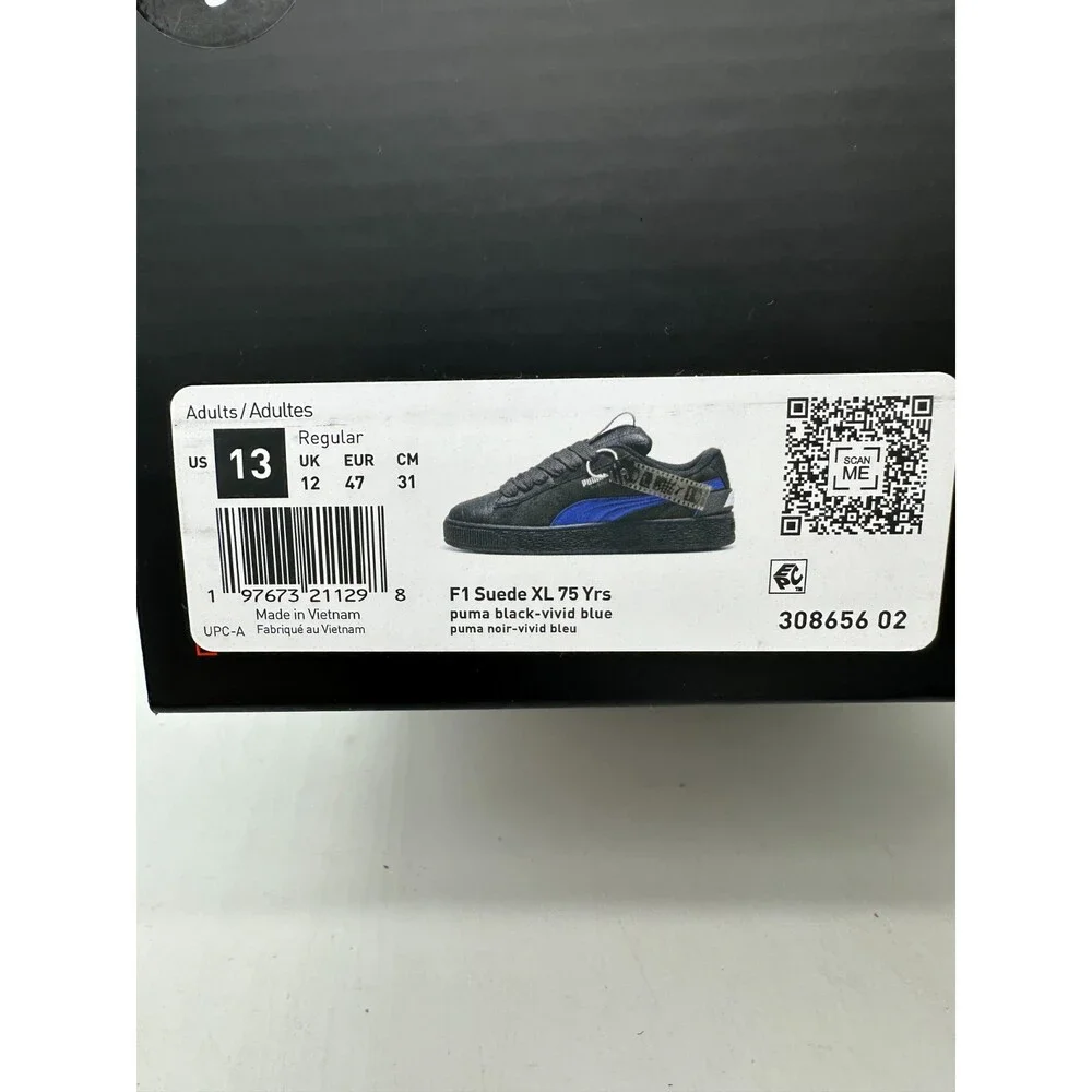 Puma Suede XL F1 Men's Size 13 Black Blue Leather Athletic Shoes 308656 02