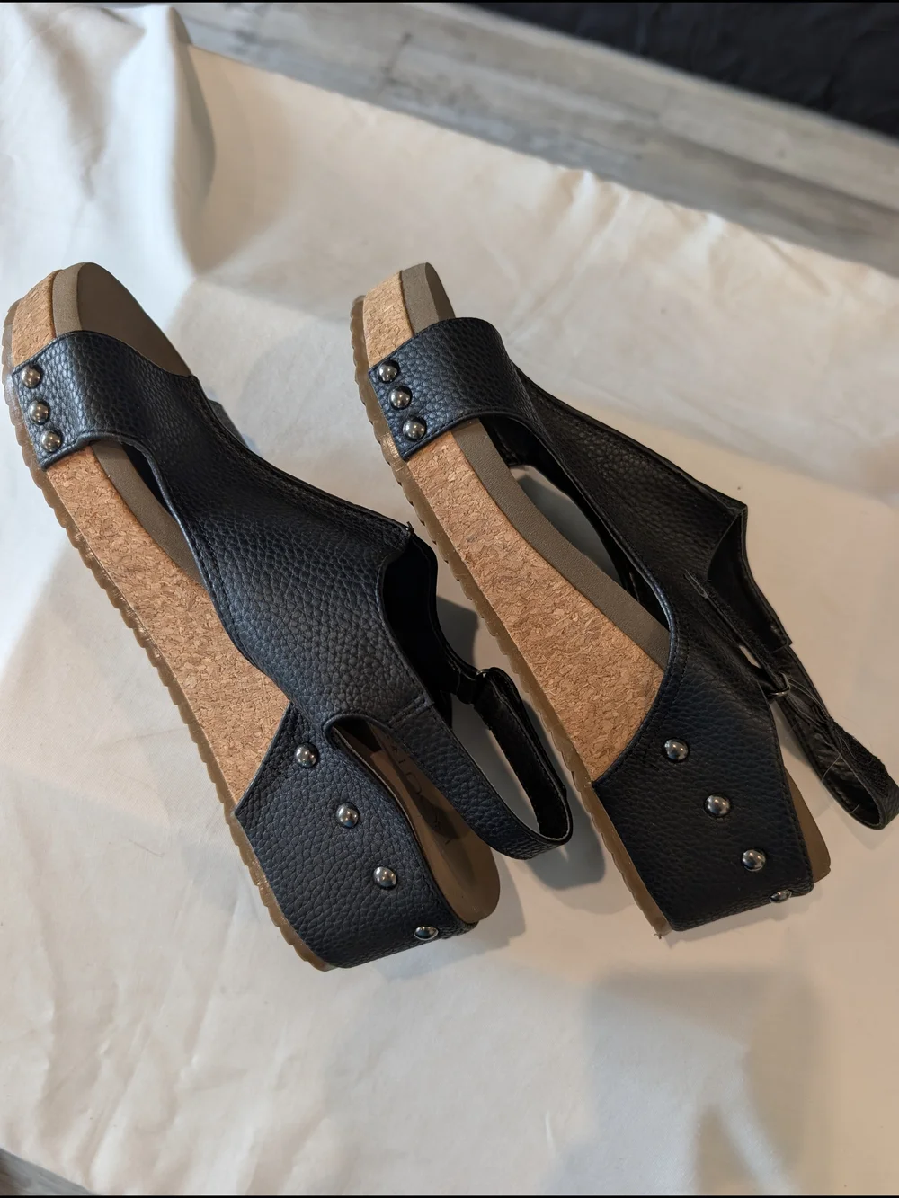 Corkys Black Textured Platform Slingback Sandals