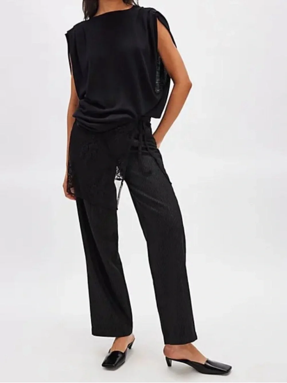NWT Free People So Mini Sheer Sarong in Black