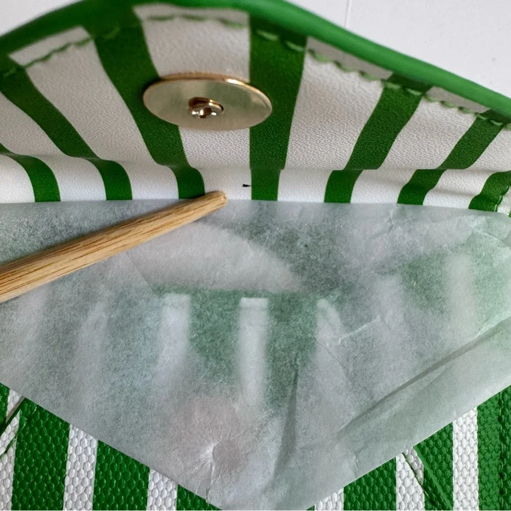 Kate Spade x Target Green White Stripe Envelope Card Case Mini Wallet NWT Preppy